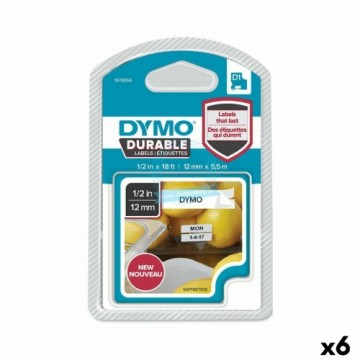 Термотрансферная лента Dymo 12 x 5,5 mm Чёрный Белый (6 штук)
