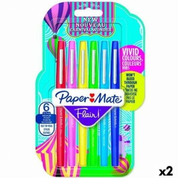 Набор маркеров Paper Mate Flair Разноцветный 6 Предметы (2 штук)