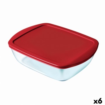 Прямоугольная коробочка для завтрака с крышкой Pyrex Cook & Store Прямоугольный 1 L Красный Cтекло (6 штук)