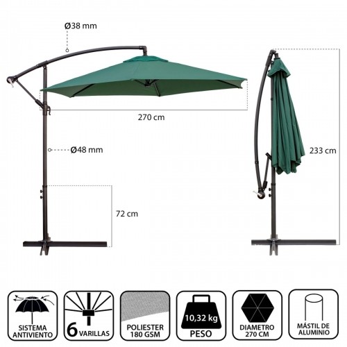 Bigbuy Home Пляжный зонт Monty Alumīnijs Zaļš 270 cm image 3