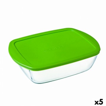 Прямоугольная коробочка для завтрака с крышкой Pyrex Cook & Store Зеленый 2,5 L 28 x 20 x 8 cm Силикон Cтекло (5 штук)