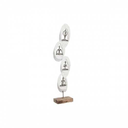 Dekoratīvās figūriņas DKD Home Decor 18 x 9 x 69 cm Brūns Alumīnijs Balts Mango koks Yoga image 1