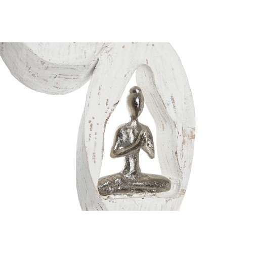 Dekoratīvās figūriņas DKD Home Decor 18 x 9 x 69 cm Brūns Alumīnijs Balts Mango koks Yoga image 2