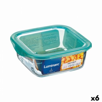 Квадратная коробочка для завтраков с крышкой Luminarc Keep'n Lagon 10 x 5,4 cm бирюзовый 380 ml Двухцветный Cтекло (6 штук)