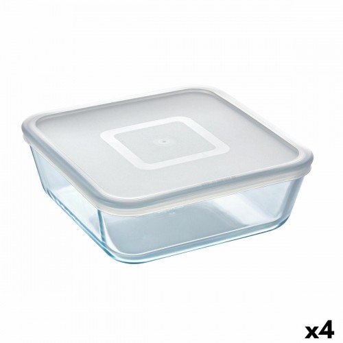 Kvadrātveida Pusdienu Kastīte ar Vāku Pyrex Cook & Freeze 2 L 19 x 19 cm Caurspīdīgs Silikona Stikls (4 gb.) image 1