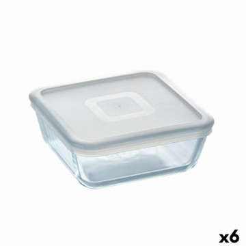Квадратная коробочка для завтраков с крышкой Pyrex Cook & Freeze 850 ml 14 x 14 cm Прозрачный Силикон Cтекло (6 штук)