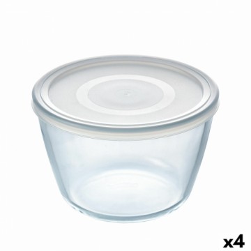 Круглая коробочка для завтраков с крышкой Pyrex Cook & Freeze 1,6 L 17 x 17 x 12 cm Прозрачный Силикон Cтекло (4 штук)