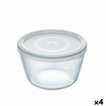 Apaļa Pusdienu Kastīte ar Vāku Pyrex Cook & Freeze 1,1 L 15 x 15 x 10 cm Caurspīdīgs Silikona Stikls (4 gb.)