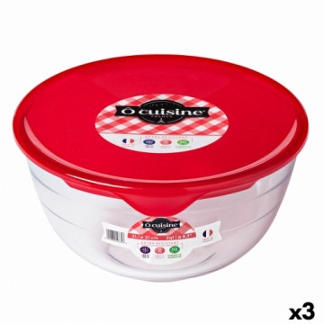 Круглая коробочка для завтраков с крышкой Ô Cuisine Prep & Store 17 x 17 x 9 cm Красный 1 L Cтекло (3 штук)
