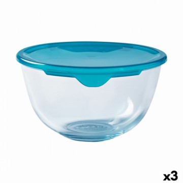 Круглая коробочка для завтраков с крышкой Pyrex Cook & Store Синий 2 L 22 x 22 x 11 cm Силикон Cтекло (3 штук)