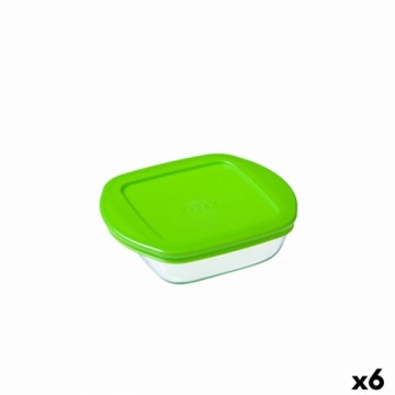 Квадратная коробочка для завтраков с крышкой Pyrex Cook & Store Зеленый 1 L 20 x 17 x 5,5 cm Силикон Cтекло (6 штук)