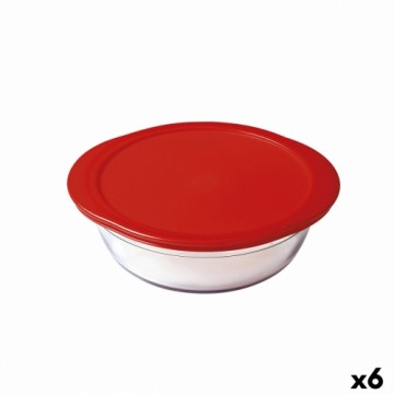 Круглая коробочка для завтраков с крышкой Ô Cuisine Cook & Store 27 x 24 x 8 cm Красный 2,3 L Силикон Cтекло (6 штук)