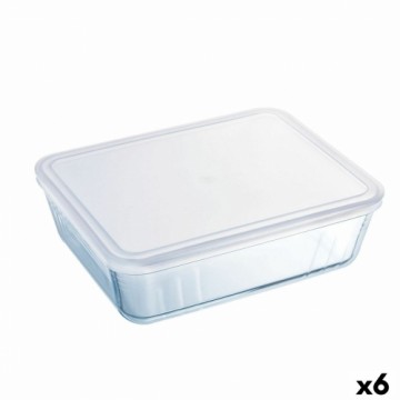 Прямоугольная коробочка для завтрака с крышкой Pyrex Cook & Freeze 22,5 x 17,5 x 6,5 cm 1,5 L Прозрачный Силикон Cтекло (6 штук)