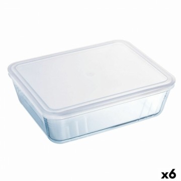 Прямоугольная коробочка для завтрака с крышкой Pyrex Cook & Freeze 19 x 14 x 5 cm 800 ml Прозрачный Силикон Cтекло (6 штук)