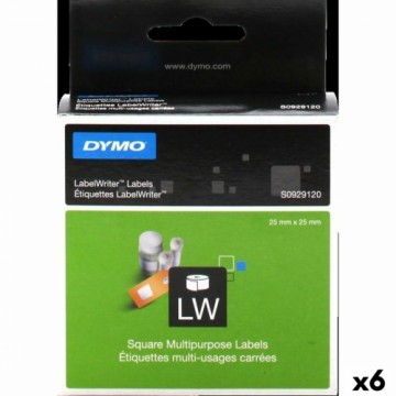 Lentes rullis Dymo LabelWriter 25 x 25 mm Balts Etiķetes (6 gb.)