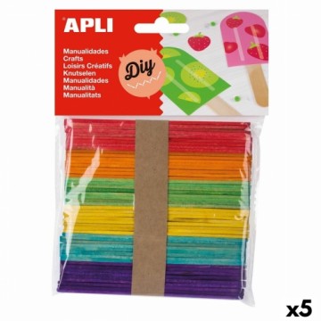 Ремесленный материал Apli Палочка для мороженого Деревянный Разноцветный (5 штук)