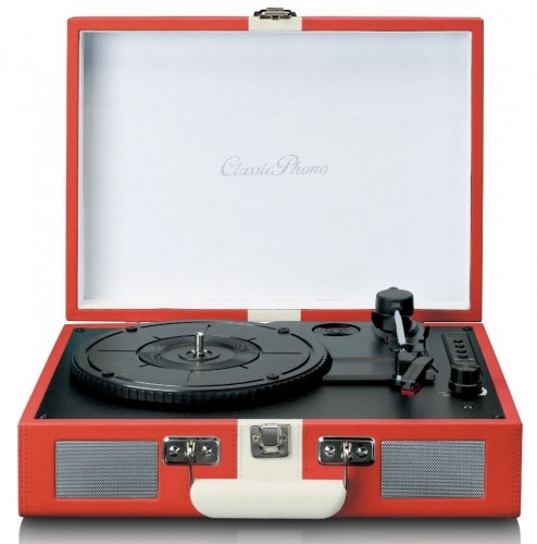 Lenco CLASSIC PHONO TT-110RDWH - TURNTABLE WITH BLUETOOTH® RECEPTION AND BUILT IN SPEAKERS - RED WHITE image 1
