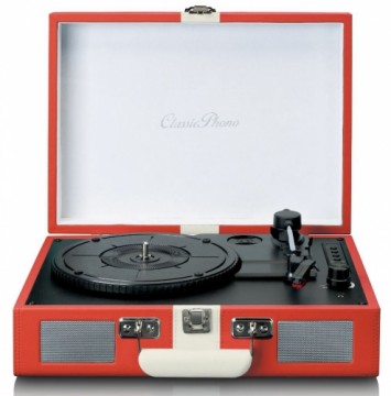 Lenco CLASSIC PHONO TT-110RDWH - TURNTABLE WITH BLUETOOTH® RECEPTION AND BUILT IN SPEAKERS - RED WHITE