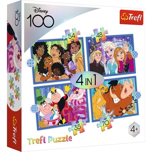TREFL DISNEY Pužļu komplekts Disney 100 4in1, 35+48+54+70 gab. image 1
