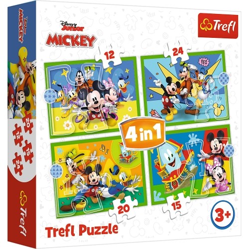 Disney TREFL MICKEY MOUSE Pužļu komplekts 4in1, 12+15+20+24 gab. image 1