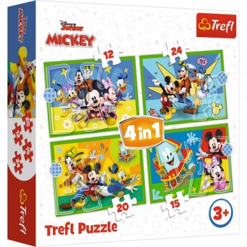 Disney TREFL MICKEY MOUSE Pužļu komplekts 4in1, 12+15+20+24 gab.