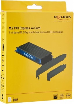DeLOCK PCIe x4 K 1x in NVM M.2 Key M - with heat sink + RGB LED
