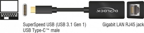 DeLOCK USB 3.1 with USB C St> RJ45 Bu black image 2