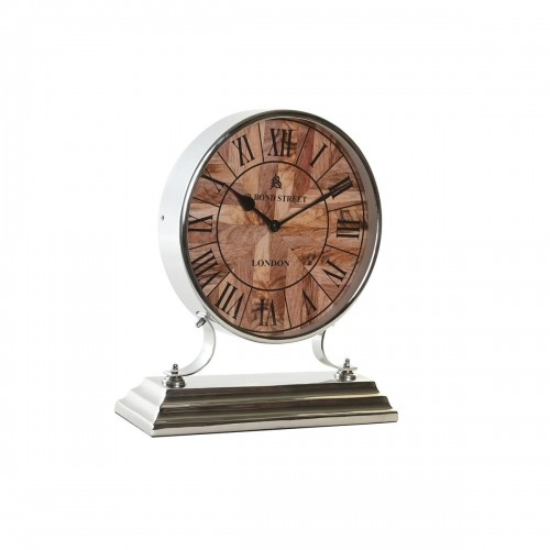 Настольные часы DKD Home Decor 30 x 9,5 x 33 cm Натуральный Серебристый Алюминий Древесина манго традиционный image 1