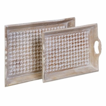 Bigbuy Home Uzkodu paplāte 52,5 x 35 x 6 cm Balts Mango koks (2 gb.)