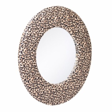 Bigbuy Home Sienas spogulis 48 x 2 x 48 cm Sintētiska Auduma Leoparda DMF