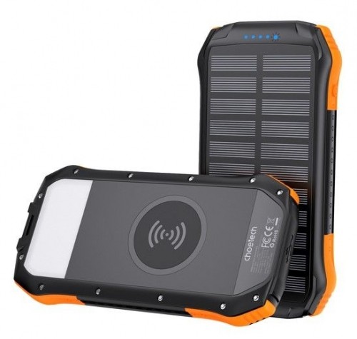 Choetech  
         
       Solar powerbank with inductive charging 10000mAh Qi 5W orange (B659) 
     Black image 1