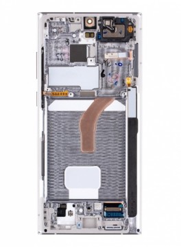 LCD display + Touch Unit + Front Cover Samsung S908B Galaxy S22 Ultra Phantom White (Service Pack)