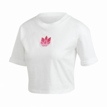 Sieviešu Krekls ar Īsām Piedurknēm Adidas Adicolor 3D Trefoil Balts