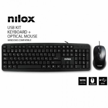 Клавиатура и мышь Nilox USB Чёрный
