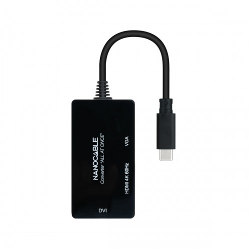 USB C uz VGA/HDMI/DVI Adapteris NANOCABLE 10.16.4301-ALL 20 cm Melns 4K Ultra HD image 3