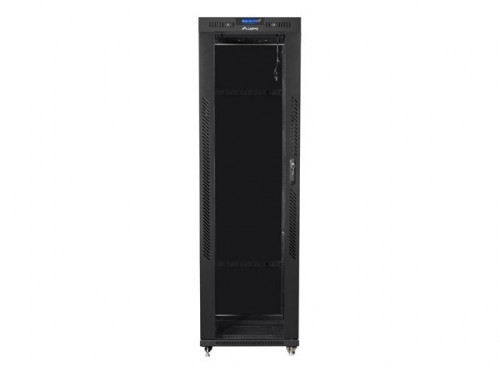 Lanberg Installation cabinet rack 19 42U 600x800 black, black glass door lcd (Flat pack) image 1