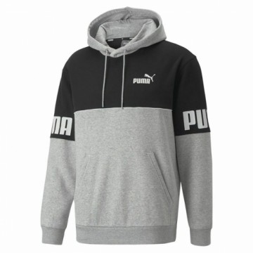 Vīriešu Sporta Krekls ar Kapuci Puma Power Colorblock Pelēks