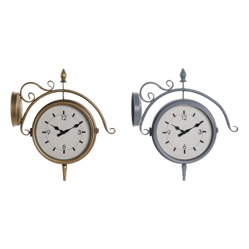 Настенное часы DKD Home Decor 43 x 14,5 x 47 cm Стеклянный Серый Позолоченный Железо традиционный (2 штук) image 1