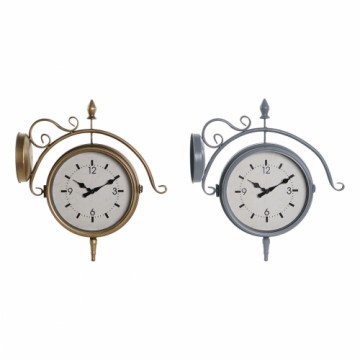 Настенное часы DKD Home Decor 43 x 14,5 x 47 cm Стеклянный Серый Позолоченный Железо традиционный (2 штук)