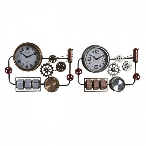 Настенное часы DKD Home Decor 52,5 x 9 x 39,5 cm Стеклянный Железо Vintage (2 штук) image 1