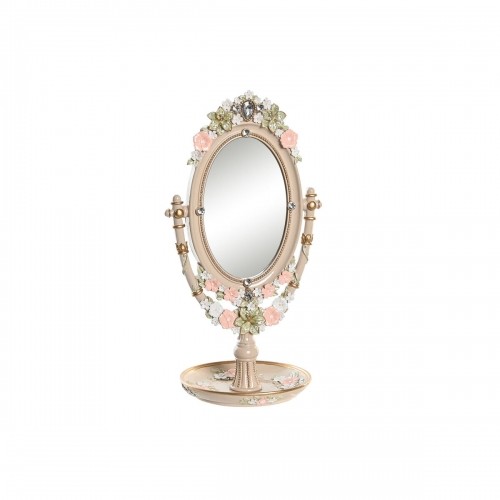 Зеркало на подставке DKD Home Decor 16,5 x 13 x 30 cm Стеклянный Смола Разноцветный романтик image 1