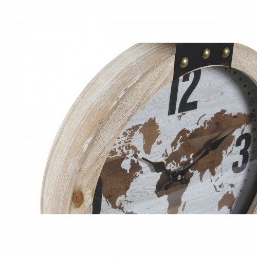 Настенное часы DKD Home Decor 40 x 4 x 54 cm Стеклянный Железо Деревянный MDF Карта Мира (2 штук) image 2