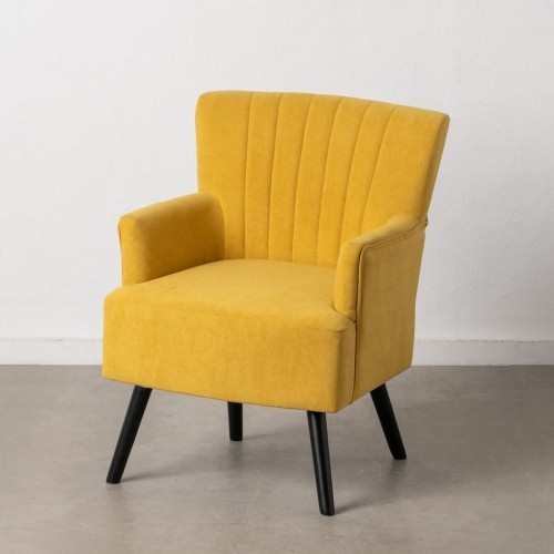 Bigbuy Home atzveltnes krēsls 63 x 50 x 83 cm Sintētiska Auduma Koks Dzeltens image 1