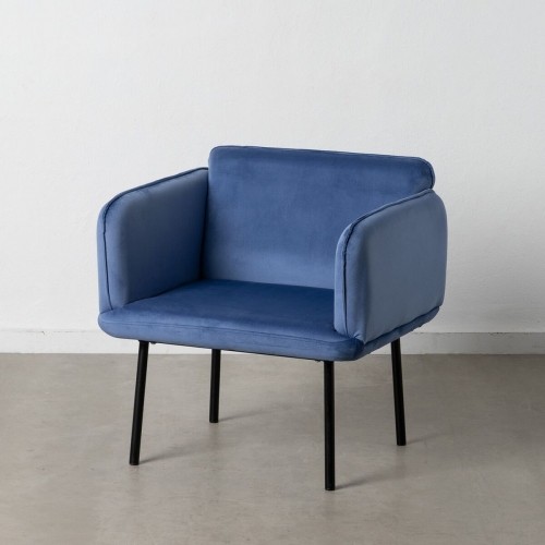 Bigbuy Home atzveltnes krēsls Sintētiska Auduma Zils Metāls image 1