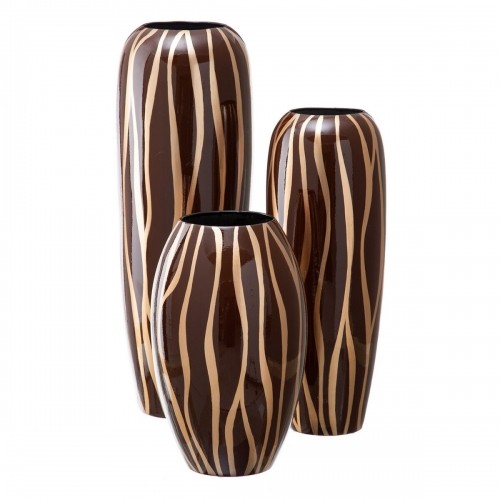 Bigbuy Home Vāze 21 x 21 x 58,5 cm Zebra Keramika Bronza Brūns image 5