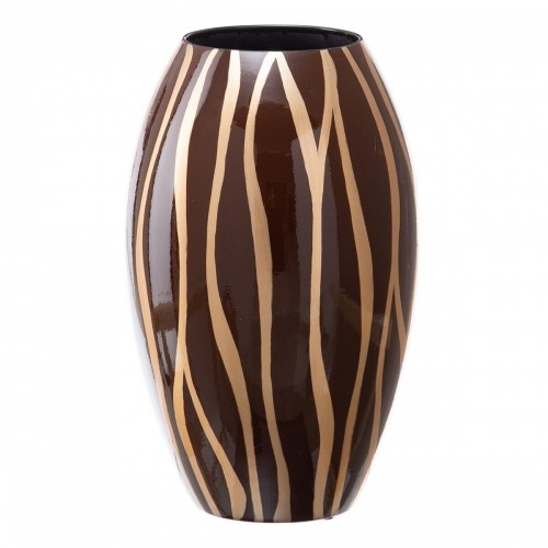 Bigbuy Home Vāze 21,5 x 21,5 x 36 cm Zebra Keramika Bronza Brūns image 1