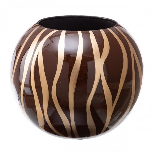 Bigbuy Home Vāze 24,5 x 24,5 x 20 cm Zebra Keramika Bronza Brūns image 1