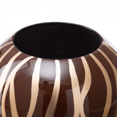 Bigbuy Home Vāze 24,5 x 24,5 x 20 cm Zebra Keramika Bronza Brūns image 4