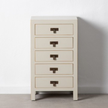 Bigbuy Home Naktsskapītis 44 x 34 x 77 cm Koks Krēmkrāsa DMF