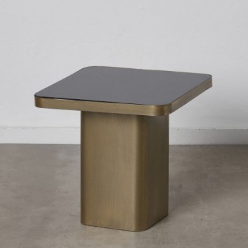 Bigbuy Home Вспомогательный стол 50,5 x 50,5 x 51 cm Стеклянный Чёрный Позолоченный Металл